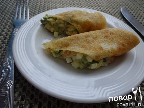 Блинчики с начинкой и соусом